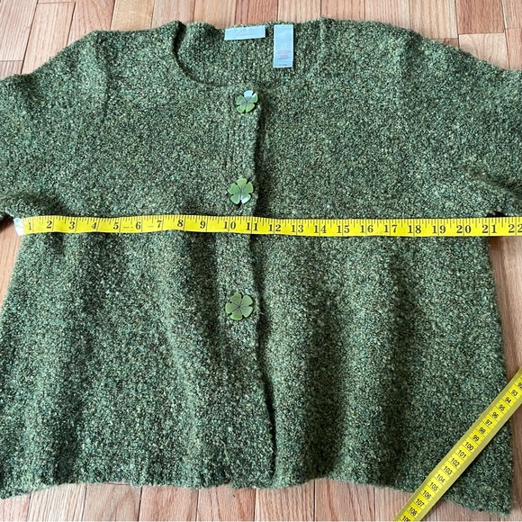 JH Collectibles Sweater Womens XL Green Knit Button Up Bell Sleeves Cottagecore - Picture 4 of 8